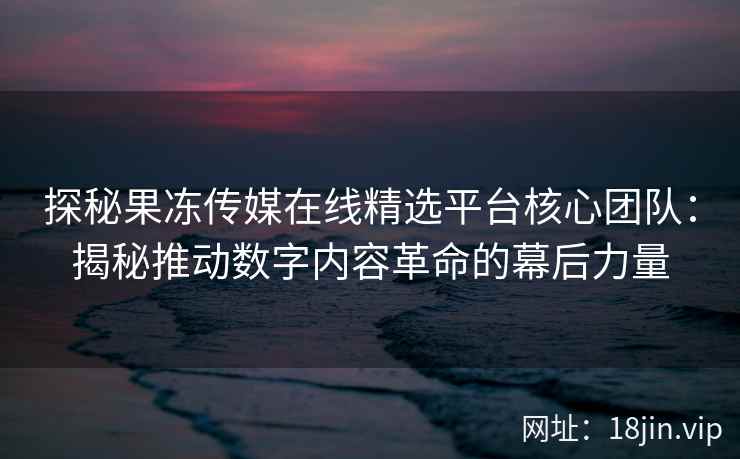 探秘果冻传媒在线精选平台核心团队：揭秘推动数字内容革命的幕后力量