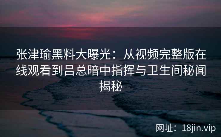 张津瑜黑料大曝光：从视频完整版在线观看到吕总暗中指挥与卫生间秘闻揭秘