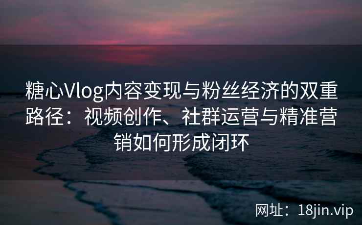 糖心Vlog内容变现与粉丝经济的双重路径：视频创作、社群运营与精准营销如何形成闭环