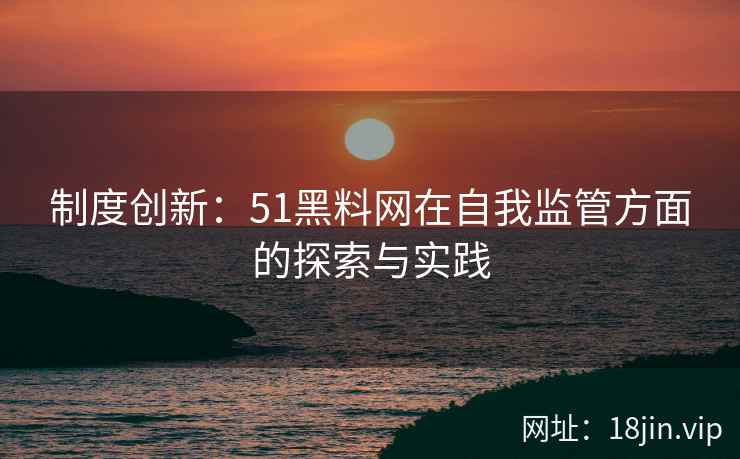 制度创新：51黑料网在自我监管方面的探索与实践
