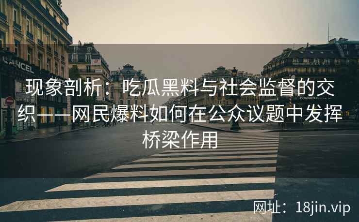 现象剖析：吃瓜黑料与社会监督的交织——网民爆料如何在公众议题中发挥桥梁作用