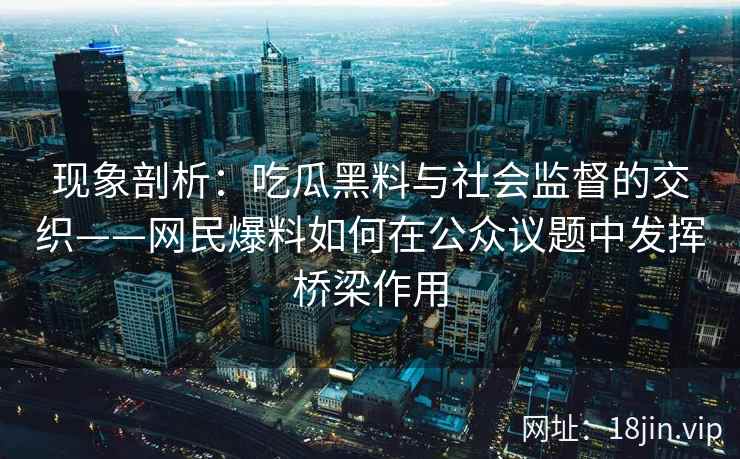 现象剖析：吃瓜黑料与社会监督的交织——网民爆料如何在公众议题中发挥桥梁作用